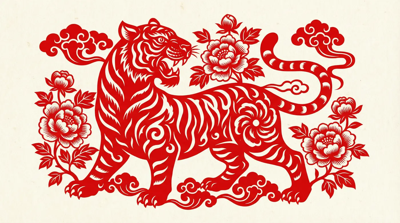 虎形剪纸艺术 - 四虎影视 | 民间虎文化